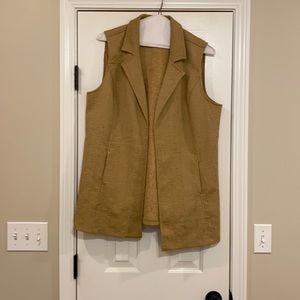Christopher & Banks Vest, XL, Tan, Polyester Blend
